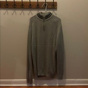 Nautica Men's Gray Classic Quarter Zip-Up Tight Knit Sweater